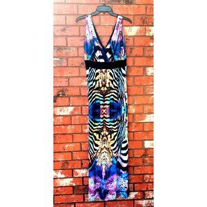 Maxi Halter Top Summer Dress Multi Vibrant Colors Size 12